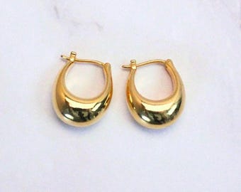 18k Solid Gold Brook Hoop Earrings: Bold Timeless Statement