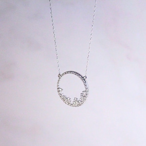 New 10 solid white gold with authentic natural diamonds necklace precious fine jewelry