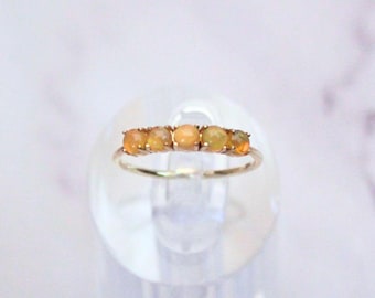 Vintage Fire Opal Ring: 14k Gold Stackable Band, Size 5