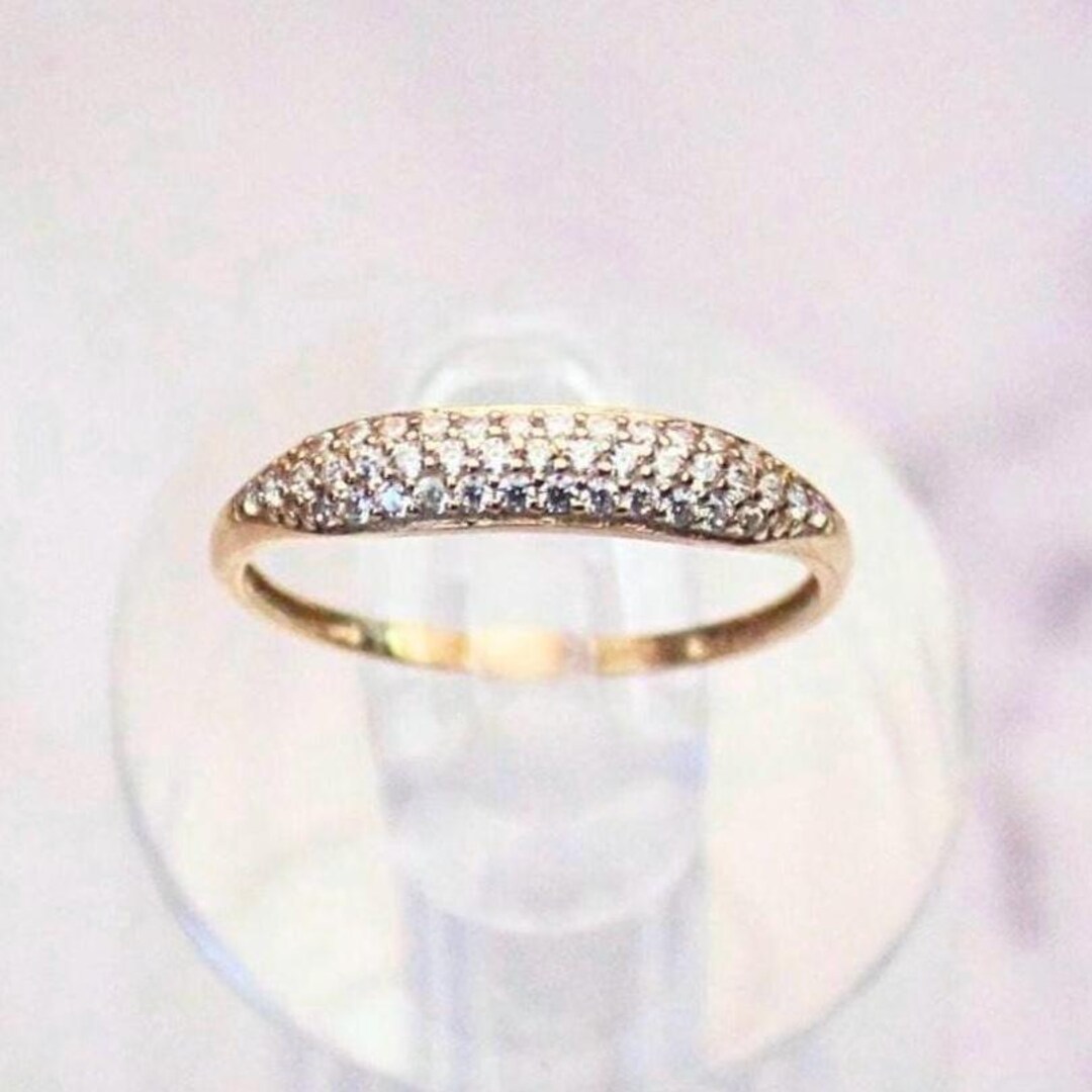 10k Solid Gold Basil Ring in CZ Pavé Design - Slim Signet Style - Etsy