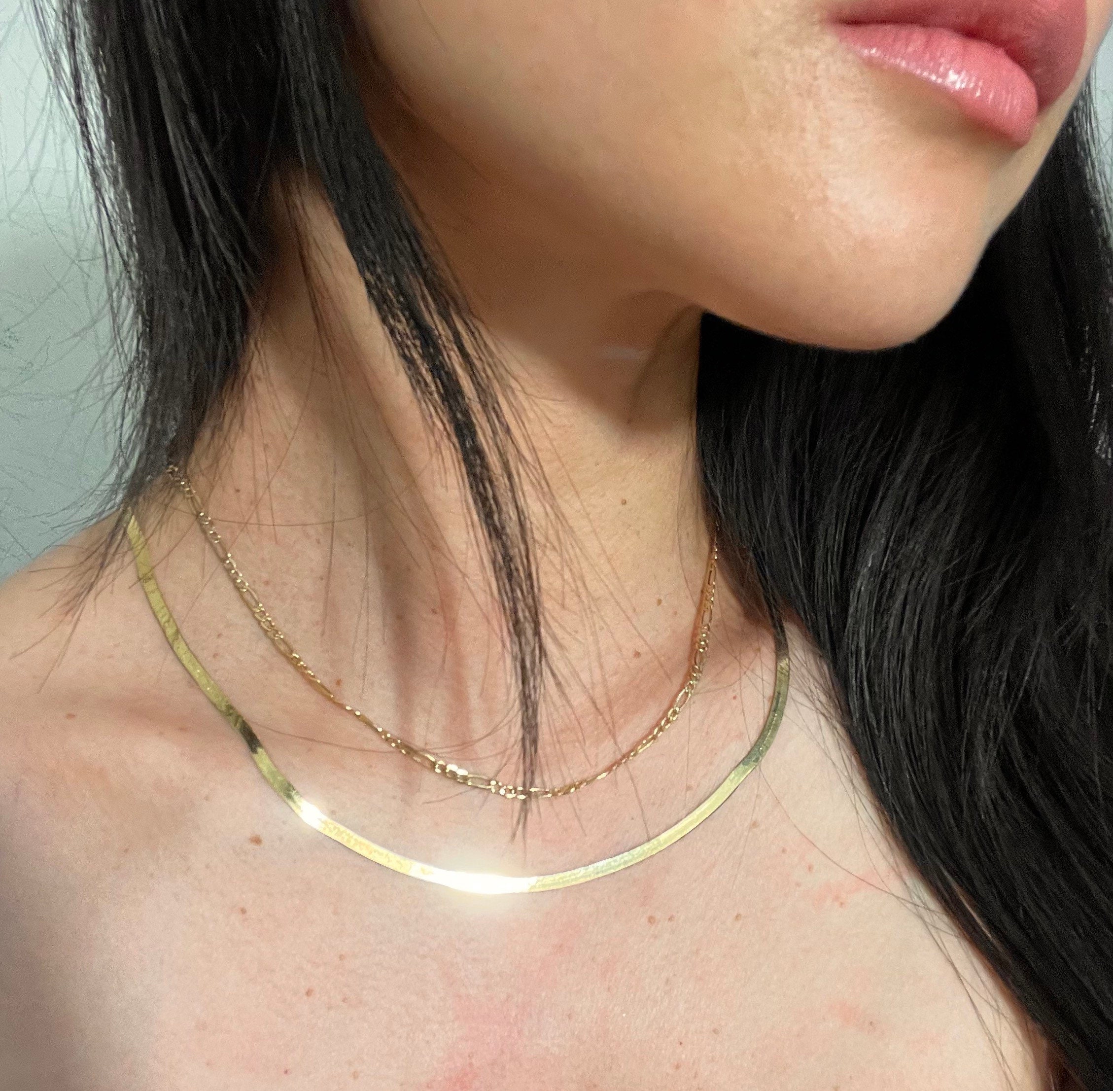 10k solid gold new 18 herringbone chain necklace in perfect Etsy