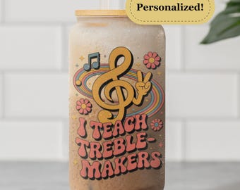 Personalized Music Teacher Gift, Music Teacher Frosted Tumbler with Lid and Straw, Back to School Teacher Gift, Music Teacher Appreciation