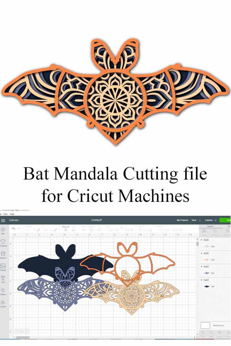 Download 3D Halloween Bat Layered Mandala SVG file layered cut file ...