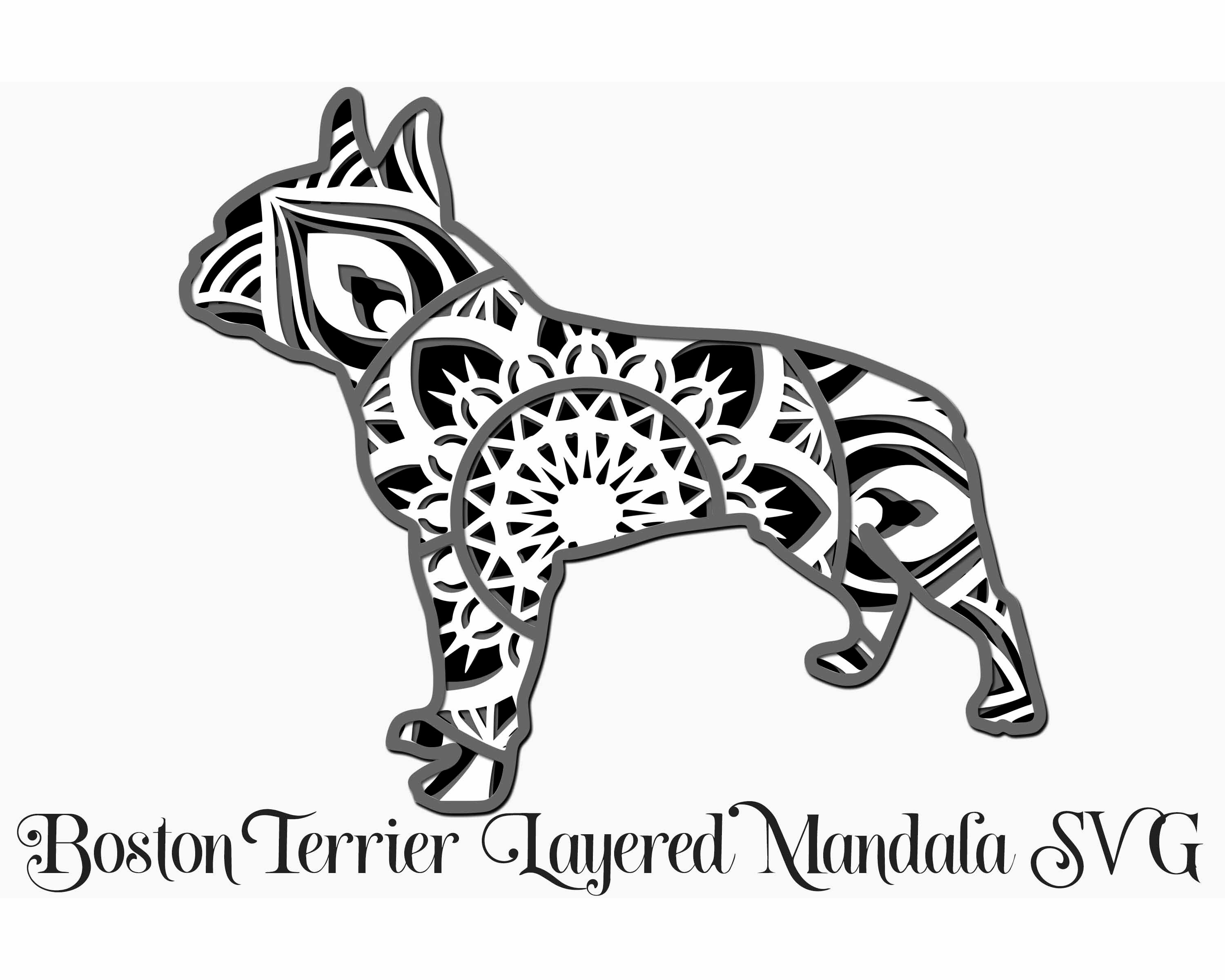 Download 3d Layered Boston Terrier Mandala Svg File Layered Cut File Etsy