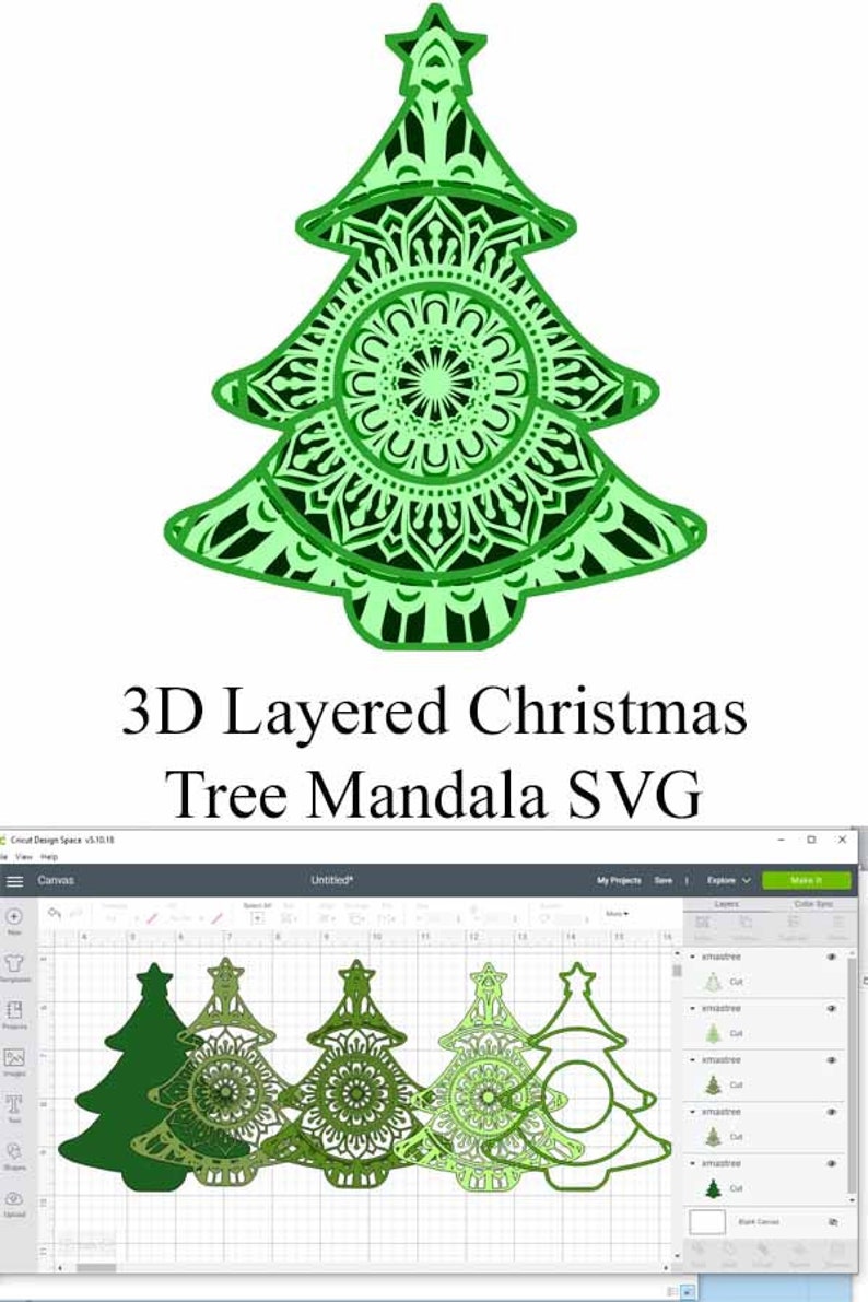 Download Christmas Tree SVG Layered Mandala for cutting machines 5 | Etsy