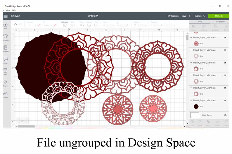 Download Layered Mandala with Hearts 3D Layered SVG file 7 layers ...
