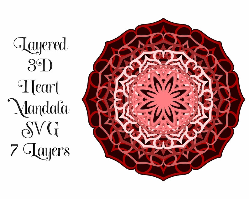 Download Layered Mandala with Hearts 3D Layered SVG file 7 layers ...