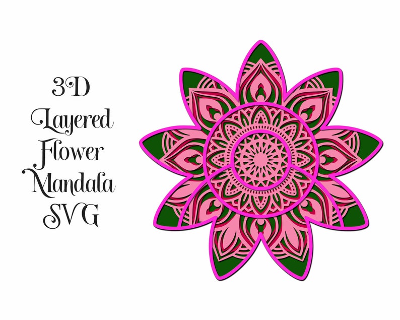 Download Flower Mandala 3D Layered SVG file 4 layers Paper Cutting | Etsy