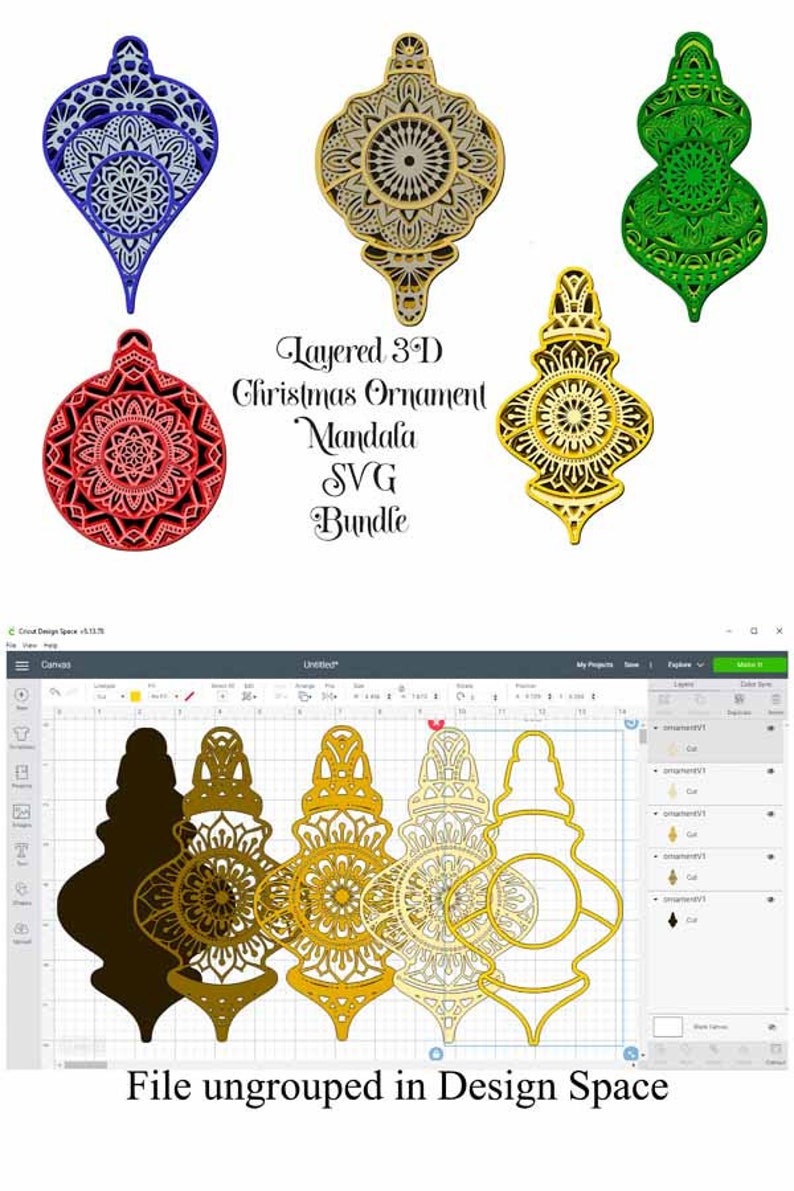 Download Christmas Ornament SVG Layered Mandala Bundle 5 designs ...
