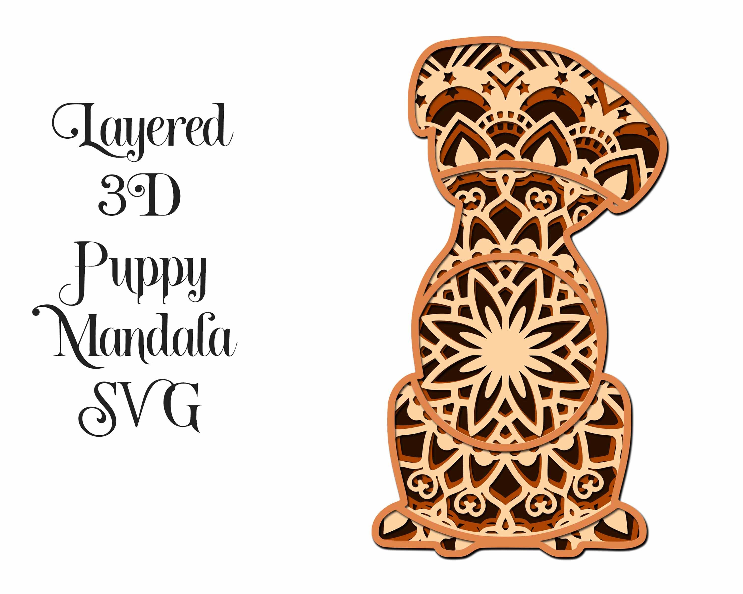 Download Puppy Mandala 3d Layered Dog Svg File 4 Layers For Cricut Or Etsy