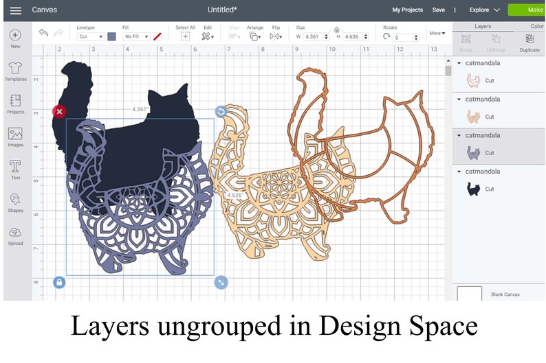 Download Archivo 3D Cat Mandala SVG archivo de corte en capas 4 ...