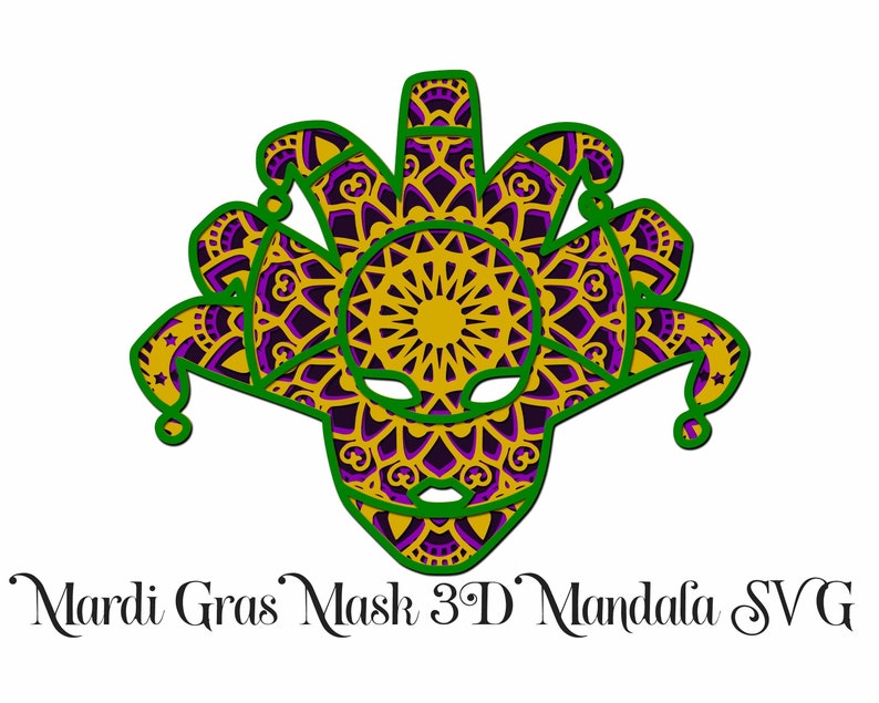 Download Mardi Gras Mask Layered Mandala 3D Layered SVG file 4 | Etsy