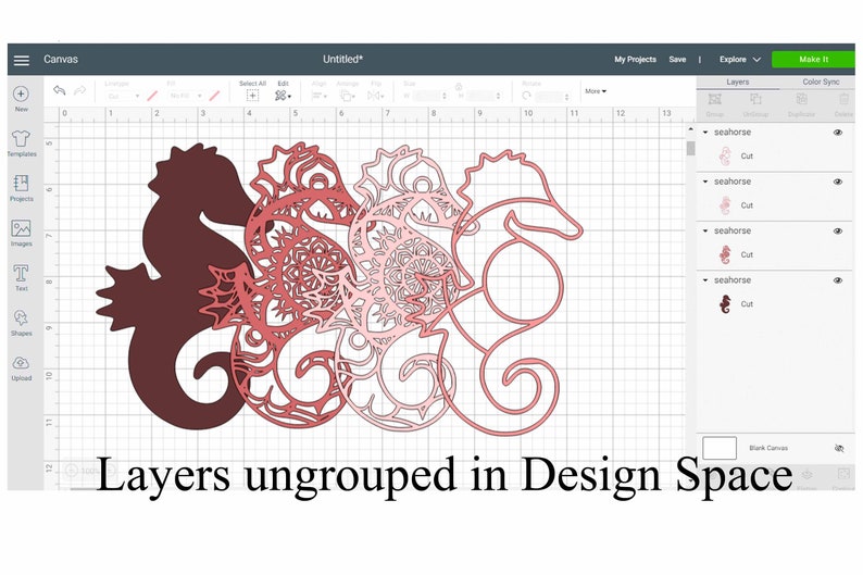 Download Seahorse Mandala 3D Layered SVG file 4 layers | Etsy