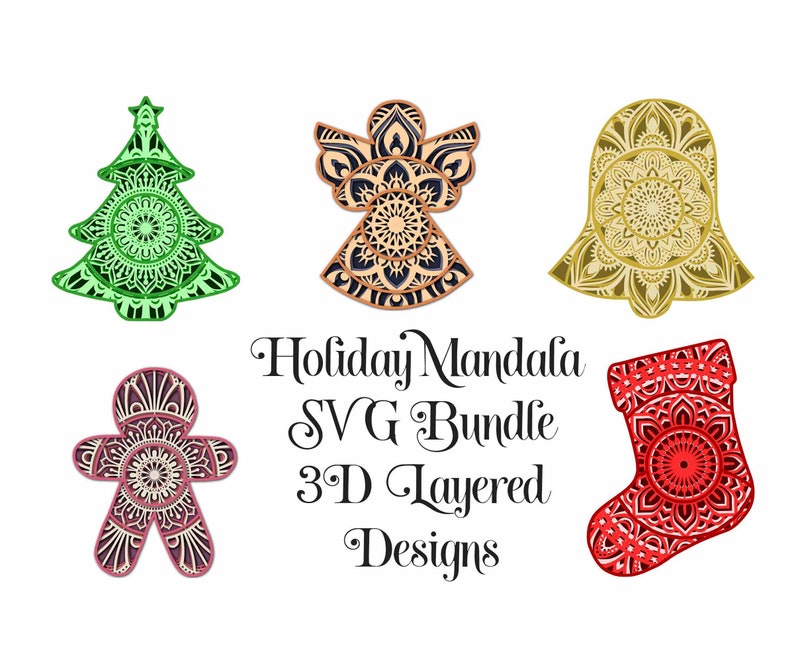 Download Christmas SVG Layered Mandala Bundle 5 Holiday designs | Etsy