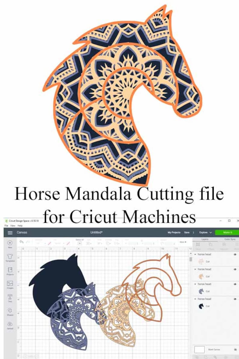 Download 3D Layered Horse Mandala SVG file layered cut file 4 ...