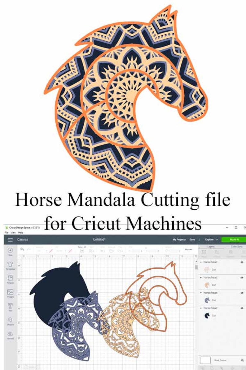 Download 3D Layered Horse Mandala SVG file layered cut file 4 ...