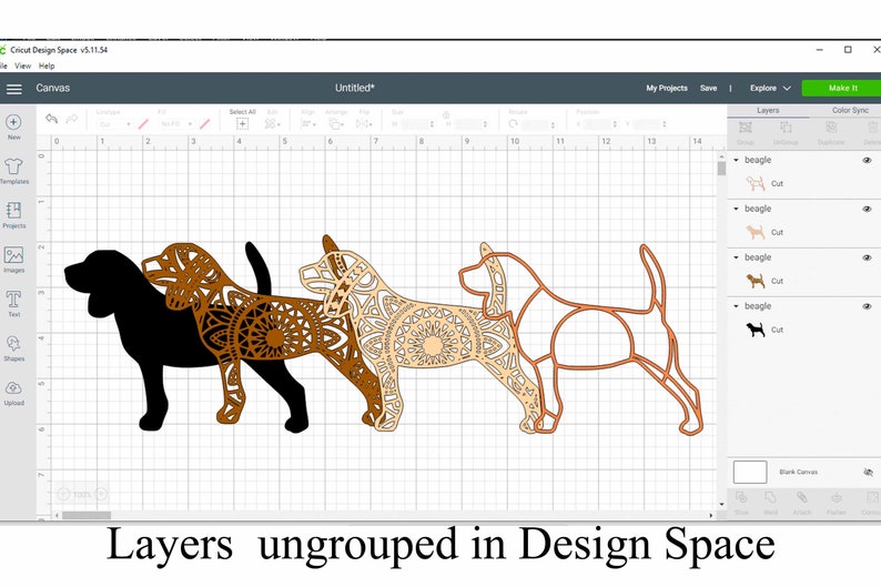 Clip Art Art Collectibles 4 Layers Beagle Mandala Svg File 3d Layered Dog Cut File