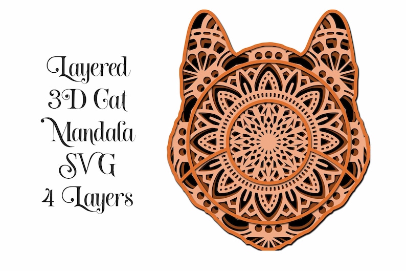 Download 3D Cat Head Layered Mandala SVG file layered cut file 4 | Etsy
