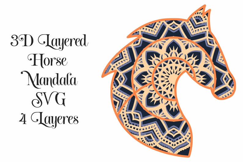 Download 3D Layered Horse Mandala SVG file layered cut file 4 ...