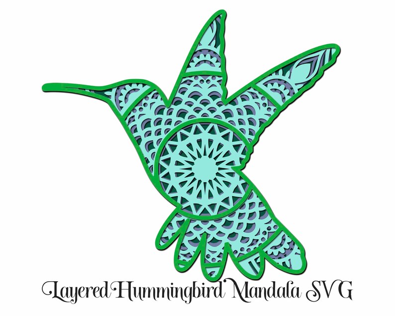 Download Clip Art Layered Cut File 4 Layers 3d Layered Hummingbird Mandala Svg File Art Collectibles