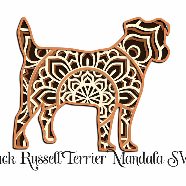 Jack Russell Terrier SVG file, layered mandala cut file, 4 layers  SVG - great for paper cutting