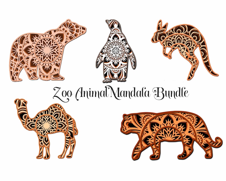 Download Zoo Animal SVG Layered Mandala Bundle Camel Tiger Bear | Etsy