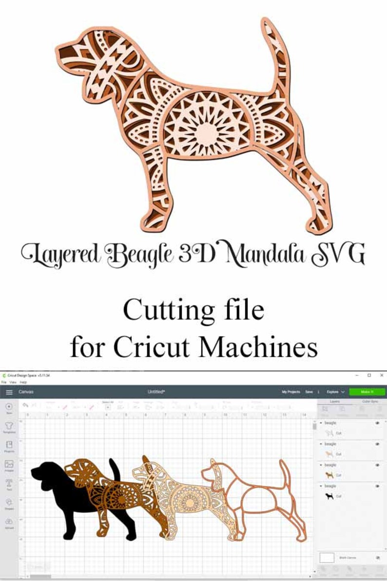 Download Beagle Mandala Svg File 3d Layered Dog Cut File 4 Layers Clip Art Art Collectibles