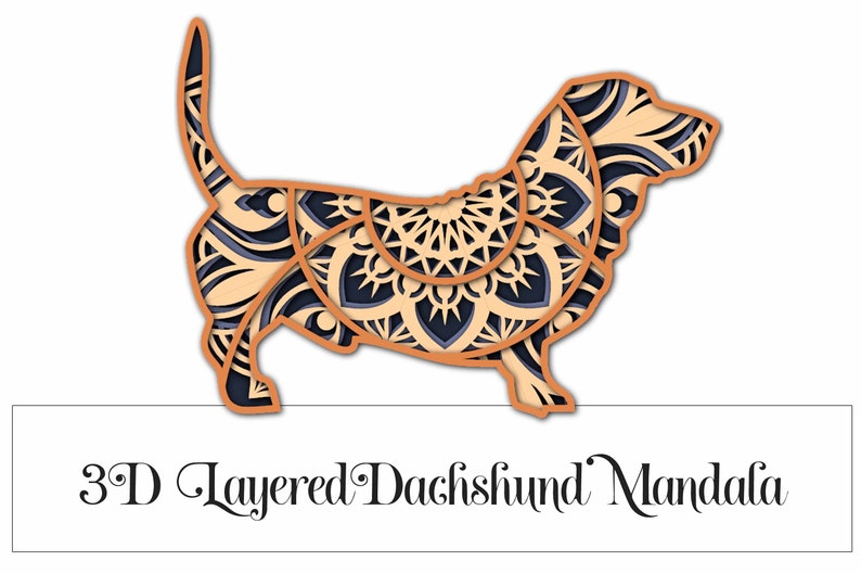 Download 3D en capas Dachshund Mandala SVG archivo archivo de corte en | Etsy