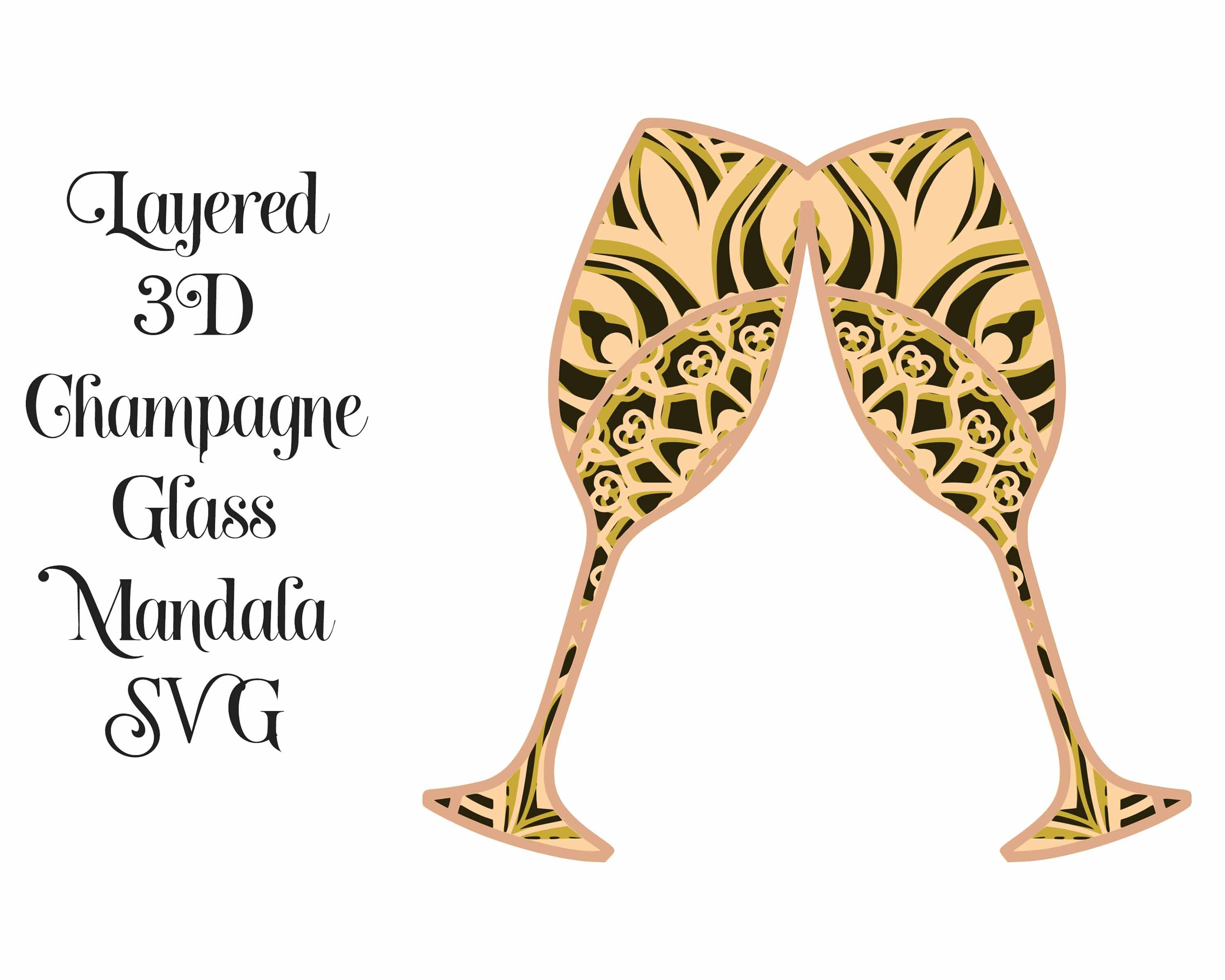 Download Champagne Glass Mandala 3d Layered Svg File 4 Layers For Etsy