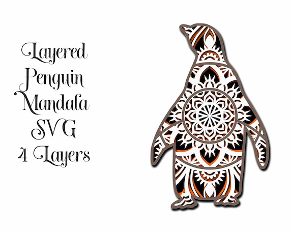 Download Penguin Mandala 3d Layered Svg File 4 Layers Paper Cutting Etsy