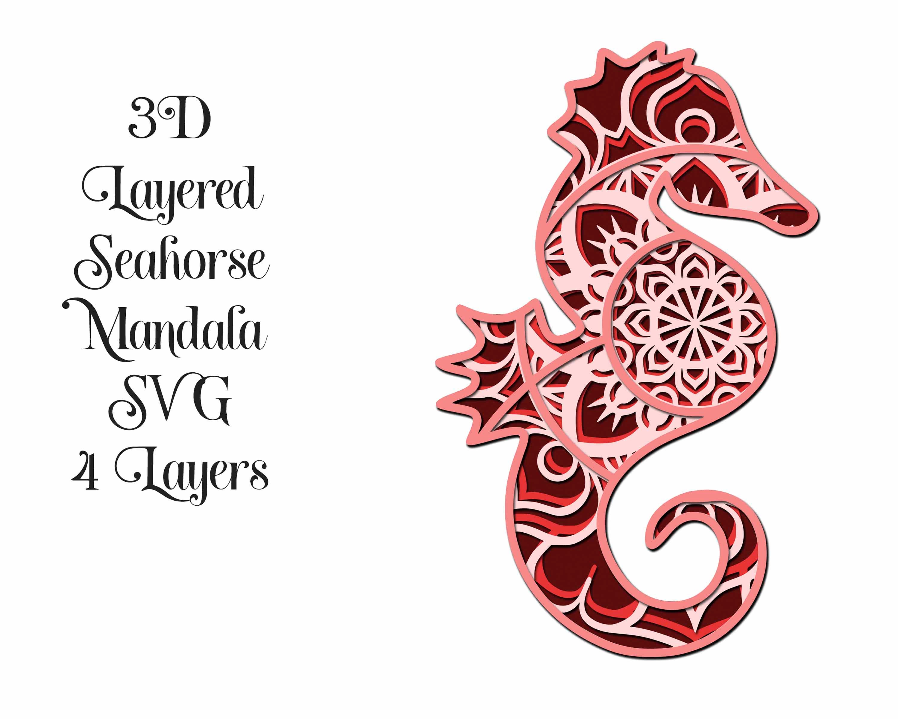 Download Seahorse Mandala 3D Layered SVG file 4 layers | Etsy
