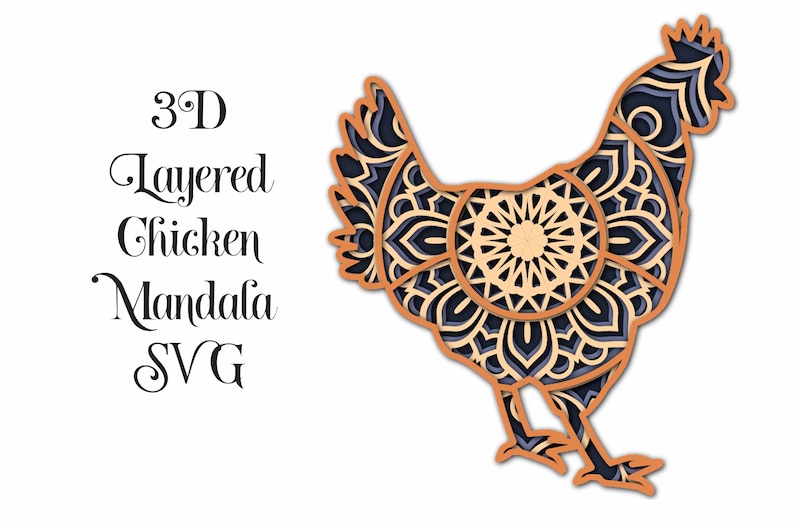 Download 3D Layered Chicken Mandala SVG file layered cut file 4 | Etsy