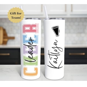 Cheerleader Gifts, Cheer Tumbler, Personalized Cheer Gift for Team, Custom Name Cup, Coffee Travel Mug, Personable Tumbler Lid and Straw