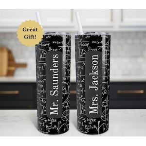 Personalized Math Teacher Tumbler: Custom Name Stainless Steel Travel Mug