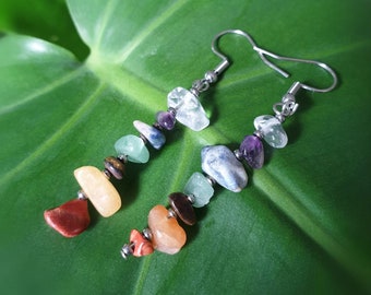 Chakra earrings // hanging earrings semi-precious stones healing stones rainbow