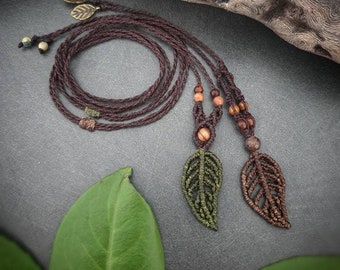 Bladketting macrame ketting//bosketting met blad HERFSTBLADEREN