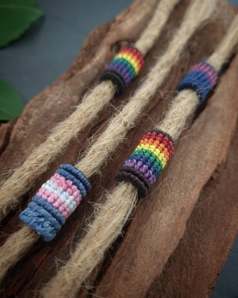 Dread bead macrame dread jewelry RAINBOW dreadbead 8 mm // dreadlock dread accessory hair jewelry image 3