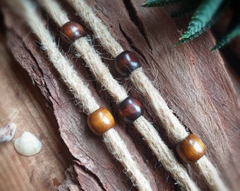 Dread beads wooden large hole beads // Dread jewelry 6 mm diameter (3 pieces)