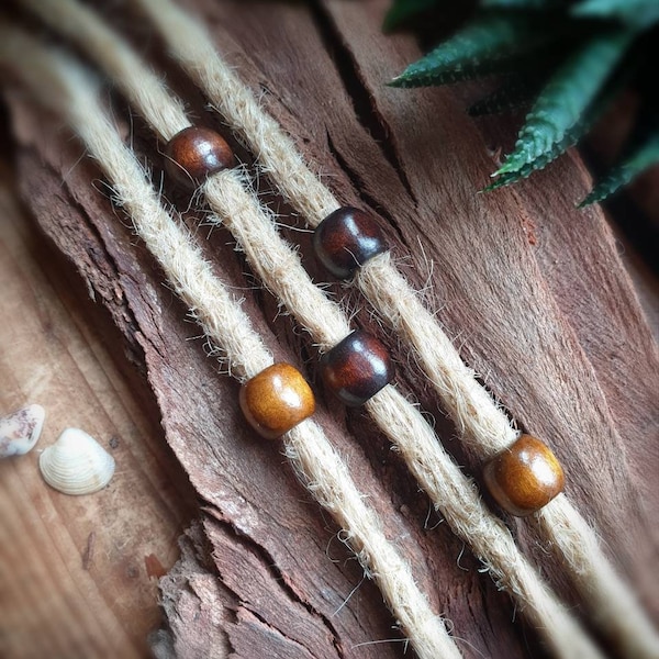 Dread beads wooden large hole beads // Dread jewelry 6 mm diameter (3 pieces)