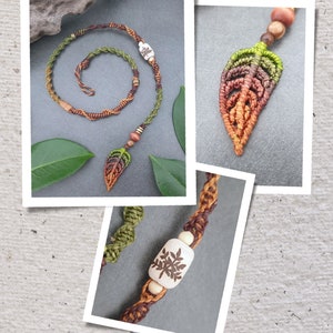 HANAHONUA COLLAB Unique Dreadwrap Madera Natural Dread Bead Macrame Leaf // Dread Jewelry Hairwrap // Fakedread imagen 10