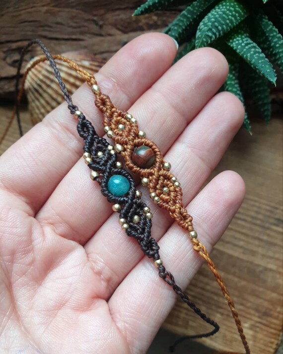 Dainty Macrame Bracelet With Semi precious Stone Beads