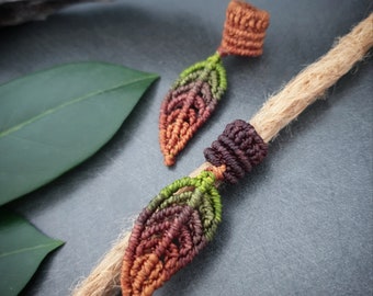 Dread bead dread jewelry leaf nature // macrame dread bead 8 mm dreadlock hair jewelry COLOR GRADIENT