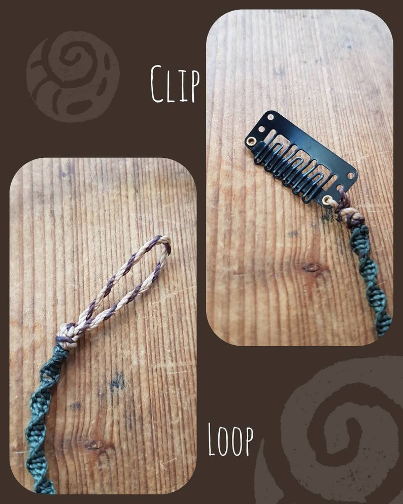 50 cm Macrame Dreadwrap Hairwrap Dread sieraden met hanger // Micromakrameedread Haarsieraden Fakedread afbeelding 9