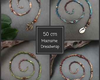 50cm Makramee Dreadwrap Hairwrap Dreadschmuck mit Anhänger // Mikromakrameedread Haarschmuck Fakedread