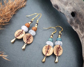 Earrings forest fern rock crystal // leaf earrings forest earrings nature personalizable