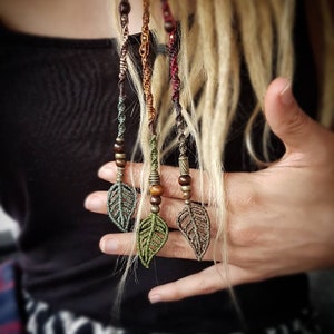 45 cm macrame dreadwrap with leaf // dread jewelry hairwrap micromakrameedread dread accessory hair jewelry fakeread AUTUMN LEAVES image 2