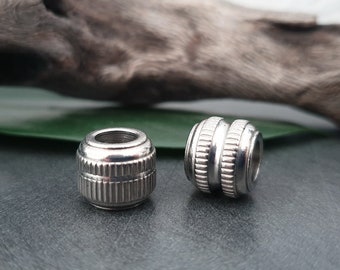 Dread bead Dread jewelry steampunk // large hole bead stainless steel 6 mm diameter silver valve hair bead beard bead