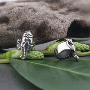 Dreadperle Dreadschmuck Elefant // Großlochperle Edelstahl 8mm Durchmesser silber antik indisch Haarperle Bartperle Bild 7