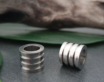 Dread bead dread jewelry // large hole bead stainless steel 6 mm diameter silver hair bead beard bead