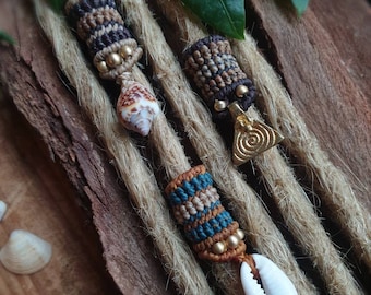 Dreadlock bead, macrame jewelry with shell, 8 mm // Hair bead, beard bead, BOHO LOVE, customizable